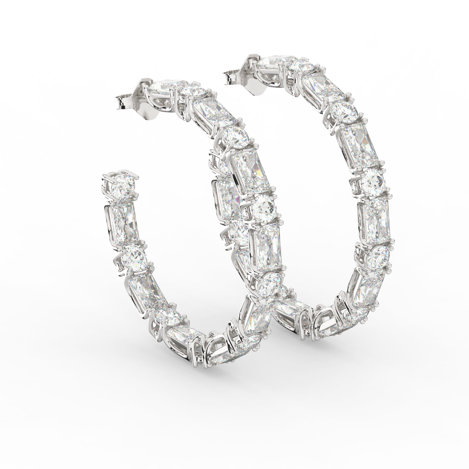 Diamond Horizon Hoops Earrings