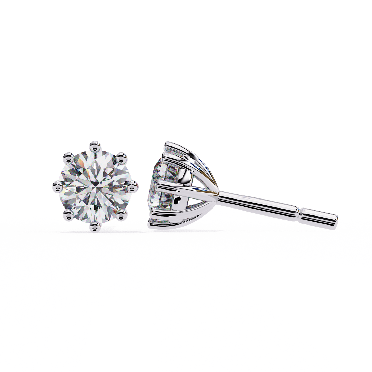 Stellar Luxe Earrings (Round-Eight Prongs)