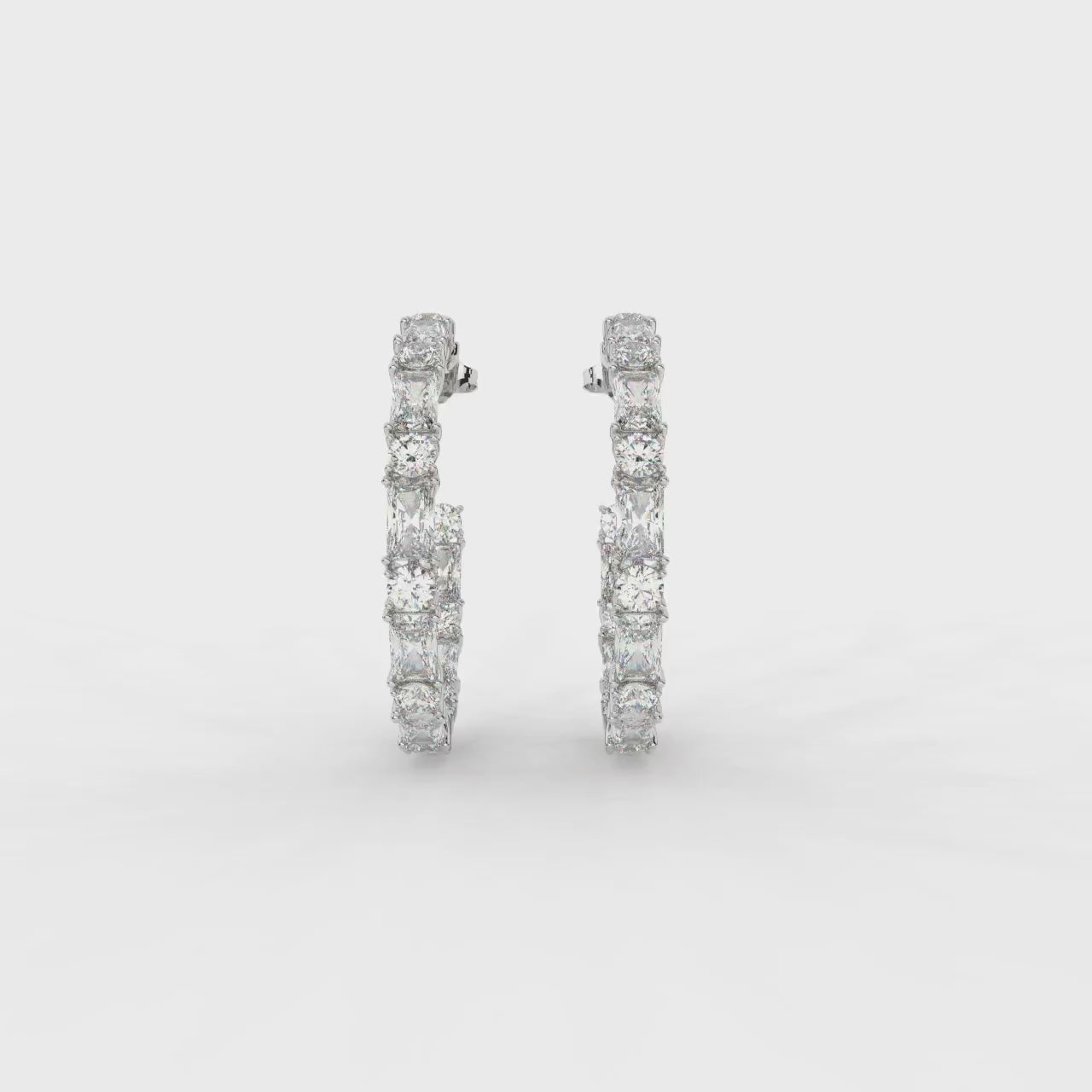 Diamond Horizon Hoops Earrings